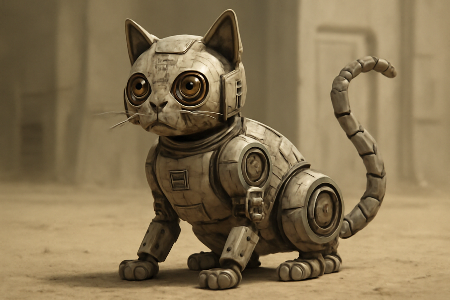 Initial Droid Cat Character in AI-FLOW