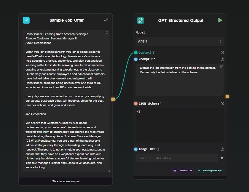 GPT Structured Output node with prompt field and model selector